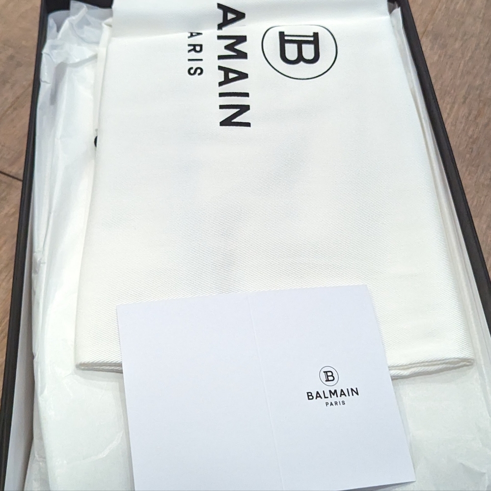 Mens Balmain "B-Skate" Low-Top Sneakers Off-White/White - Picture 7 of 7